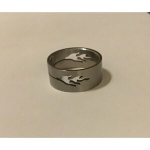 Unisex Open Flame Design Stainless Band Ring Sz 8